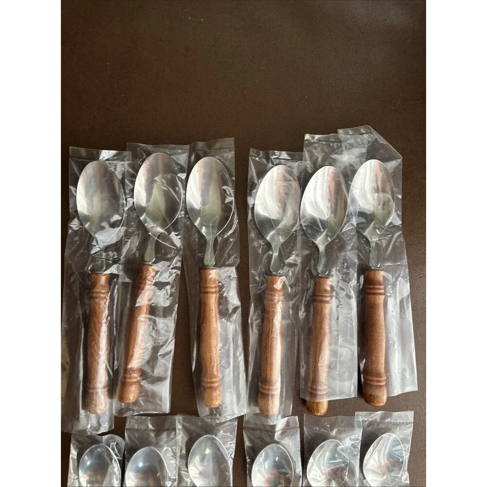 MCM Lifetime Cutlery Colonial Style Black Pine Handle Flatware New 24 Pieces Set